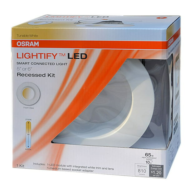 LIGHTIFY Tunable White LED Smart Connected 5 or 6 Recessed Downlight 10 Watts by Sylvania 6 Pack 